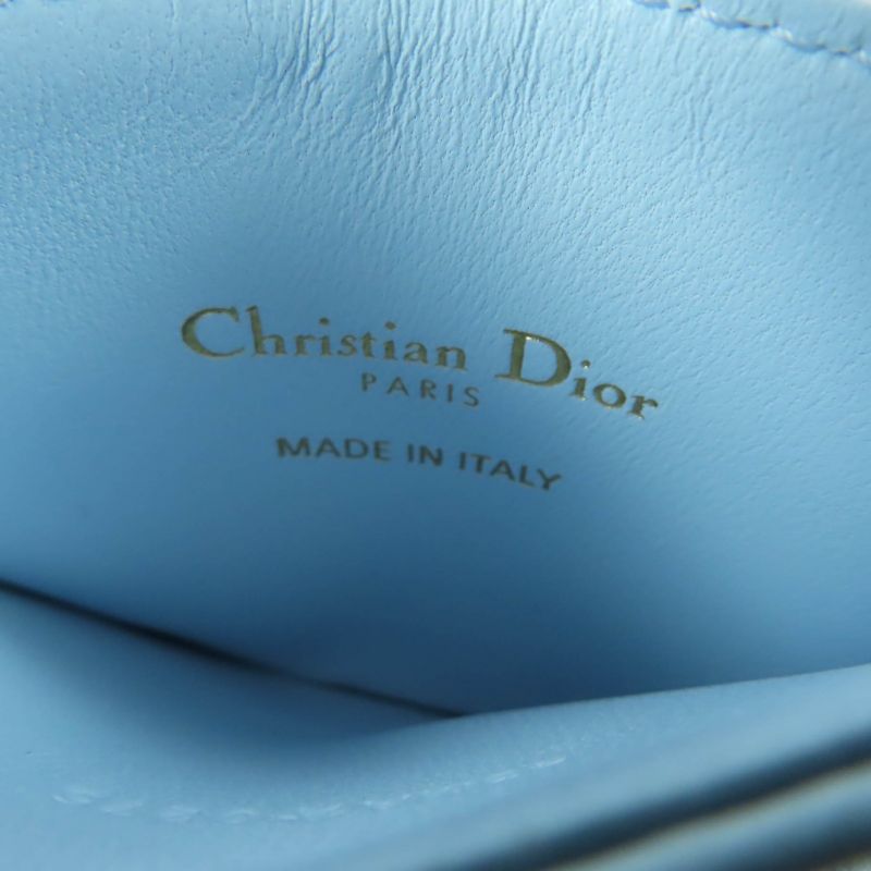 Christian DIOR 25AW DIOR Caro Freesia Crystal Card Holder - Lambskin Card Case
