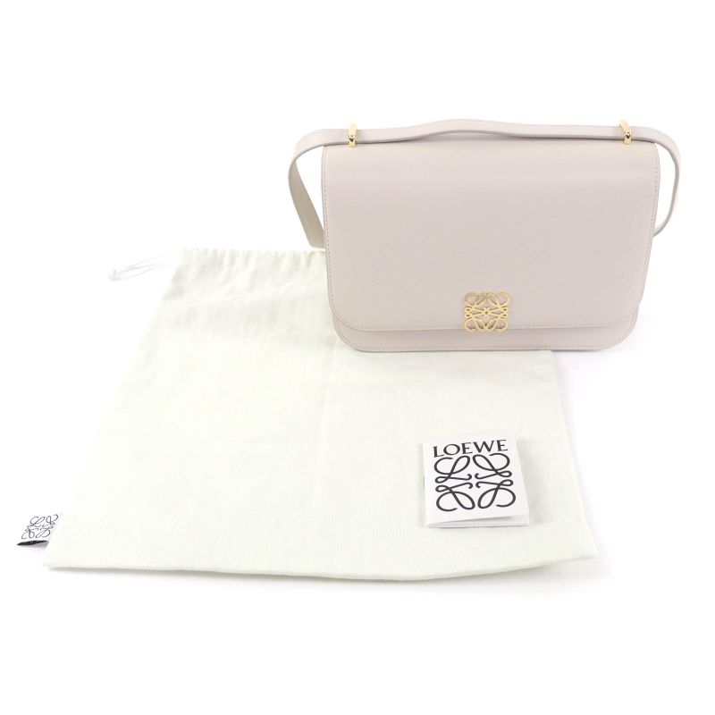 LOEWE Goya Medium Togo Store Anagram Leather Shoulder Bag Gold Hardware Storage
