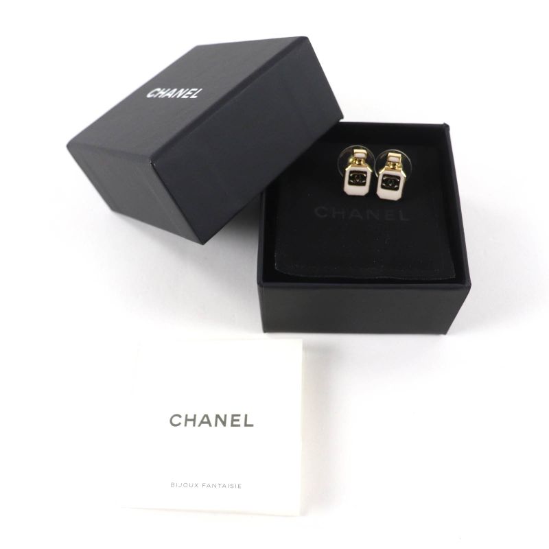 CHANEL C25C Coco Mark Perfume Bottle Earrings Accessories-gold Box-storage Bag