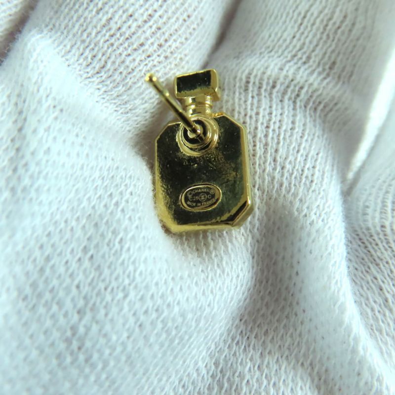 CHANEL C25C Coco Mark Perfume Bottle Earrings Accessories-gold Box-storage Bag