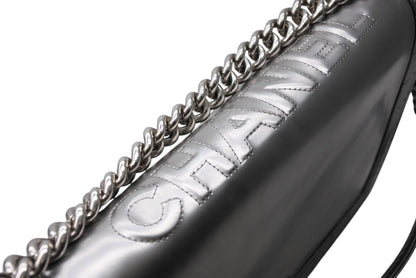 Chanel Boy Chain Shoulder Bag CC Logo Calfskin Silver — view 4
