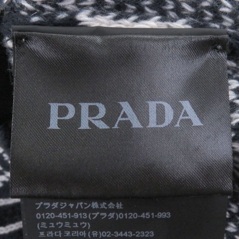 PRADA 21AW Umb258 Virgin Wool Cashmere All Over Pattern Triangle Logo Long