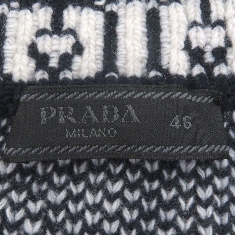 PRADA 21AW Umb258 Virgin Wool Cashmere All Over Pattern Triangle Logo Long