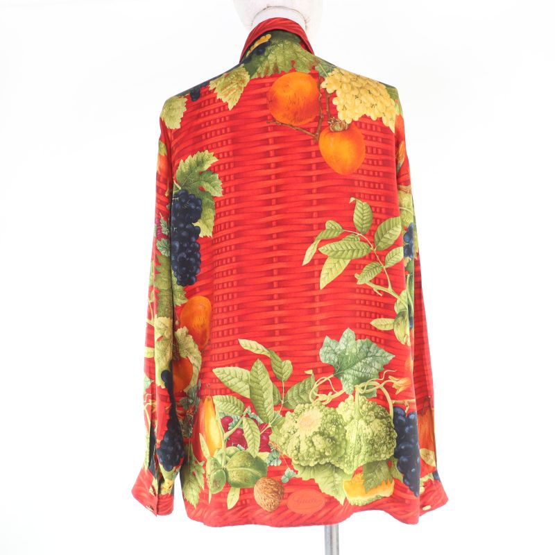 GUCCI 100% Silk Tom Ford Period Full Pattern Design Long Sleeve Shirt Multicolor