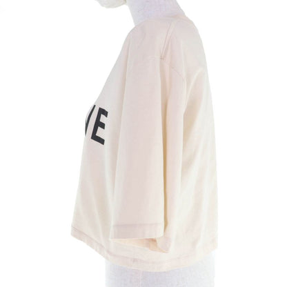 CELINE 2x761671q 100% Cotton Logo Cropped Short Sleeve T-shirt Beige XS Made In