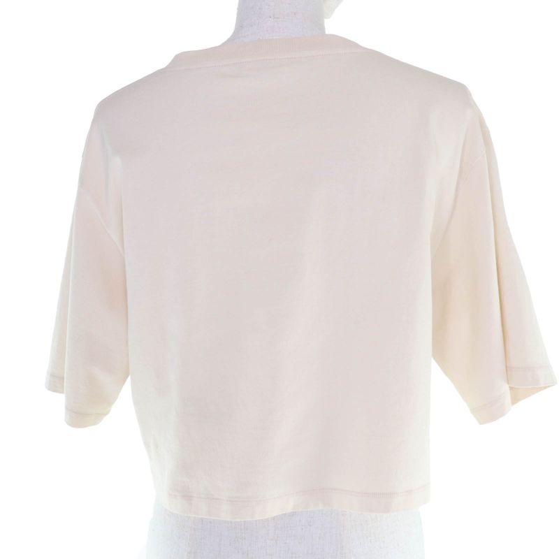CELINE 2x761671q 100% Cotton Logo Cropped Short Sleeve T-shirt Beige XS Made In