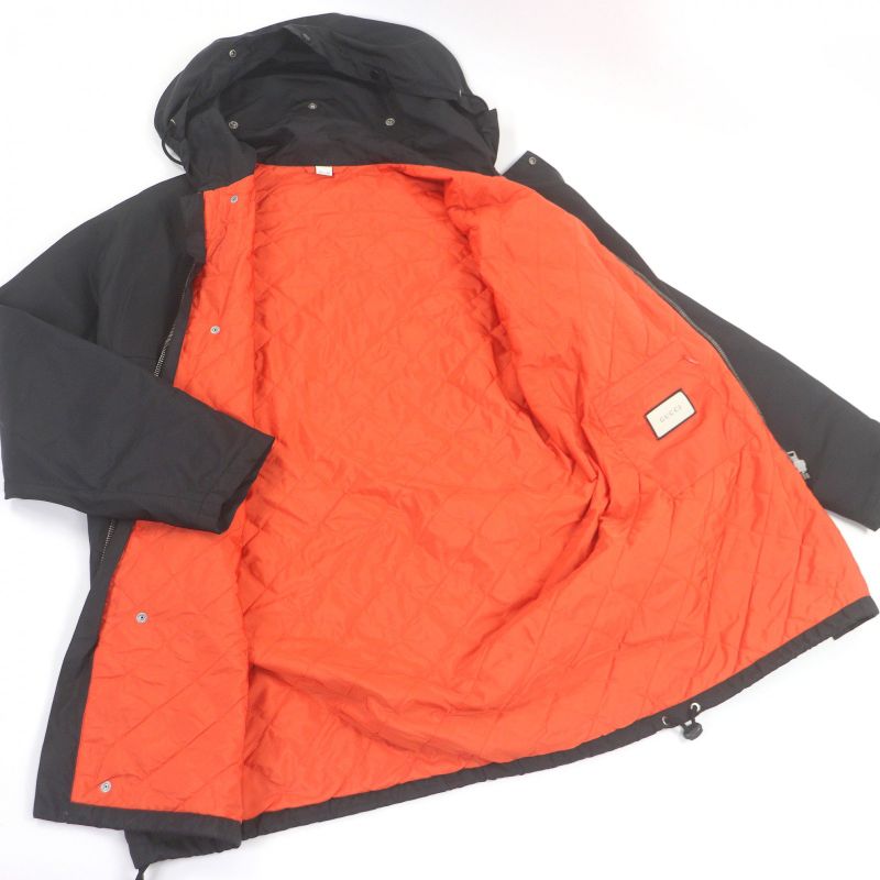 GUCCI 512997 Sega Pool Patch Nylon Jacket Logo Patch Filled Nylon Coat Black