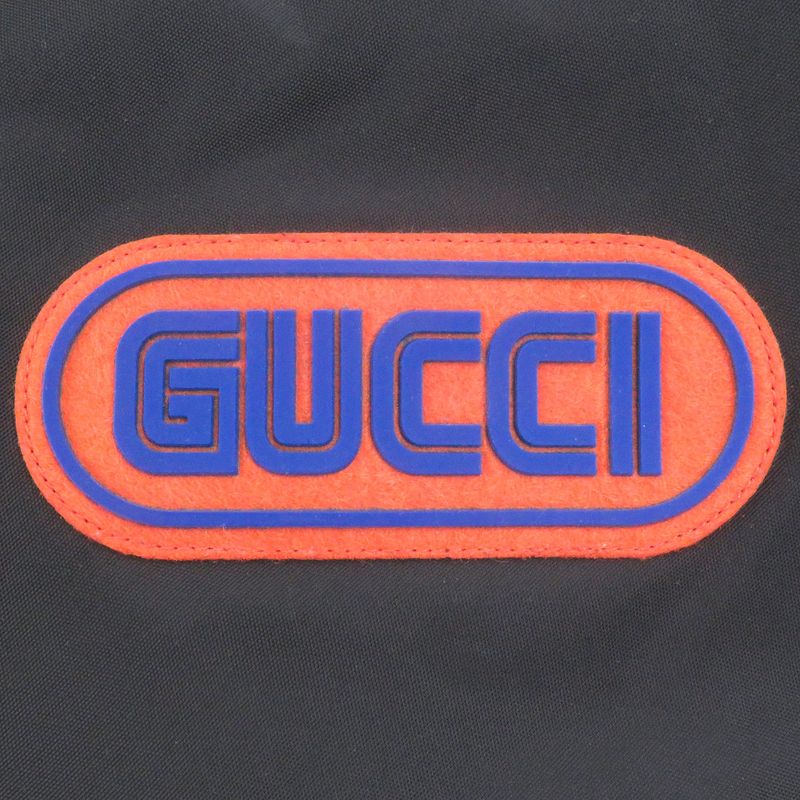 GUCCI 512997 Sega Pool Patch Nylon Jacket Logo Patch Filled Nylon Coat Black