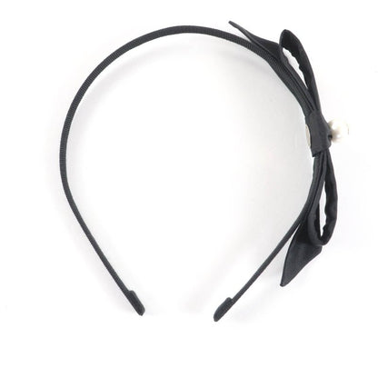 CHANEL 25P Aaa845 Coco Mark Ribbon Headband With Fake Pearl Hair Accessory