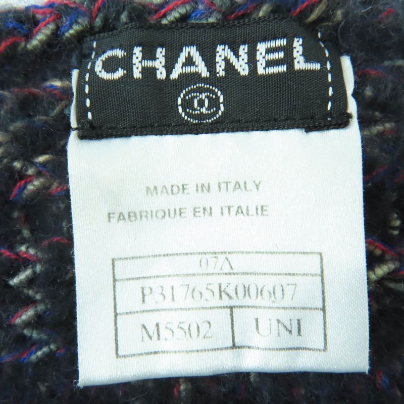 CHANEL 07A P31765k00607 Wool Angora Cashmere Blend Coco Mark Knit Scarf With