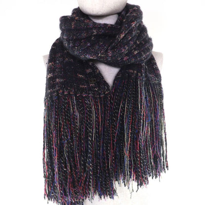CHANEL 07A P31765k00607 Wool Angora Cashmere Blend Coco Mark Knit Scarf With
