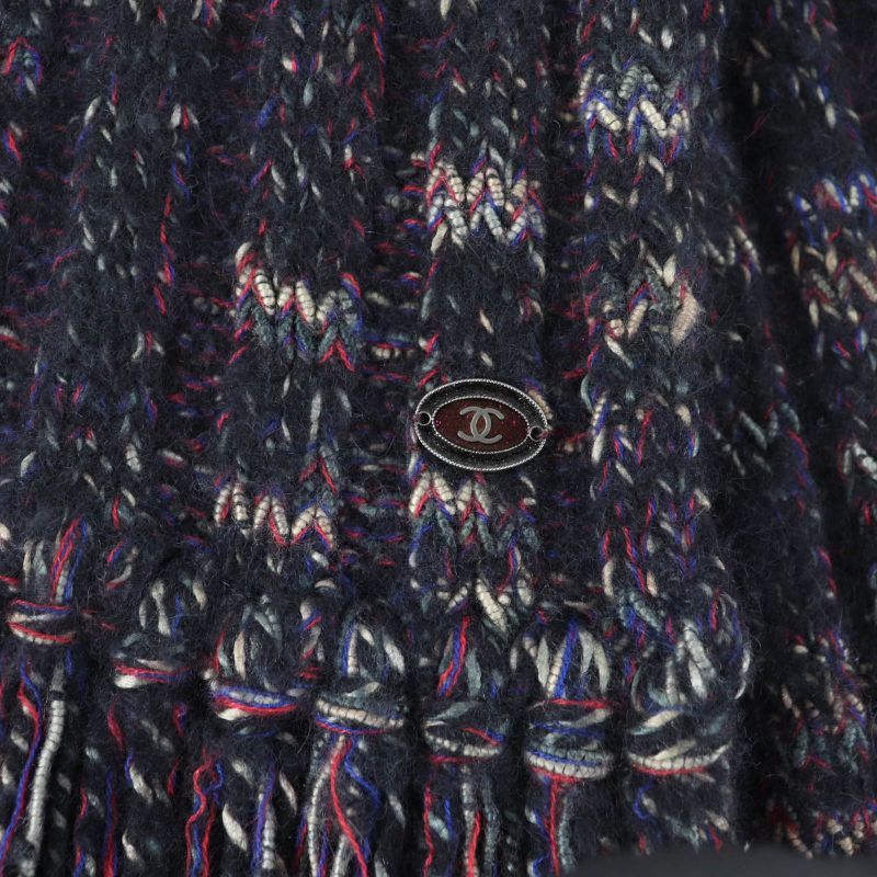 CHANEL 07A P31765k00607 Wool Angora Cashmere Blend Coco Mark Knit Scarf With