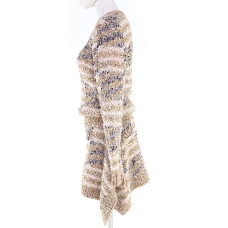 CHANEL P60141k07859 Wool Alpaca Blend Coco Mark Tweed Long Sleeve Knit Dress