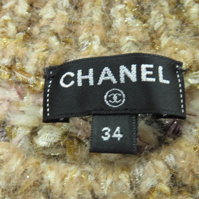 CHANEL P60141k07859 Wool Alpaca Blend Coco Mark Tweed Long Sleeve Knit Dress