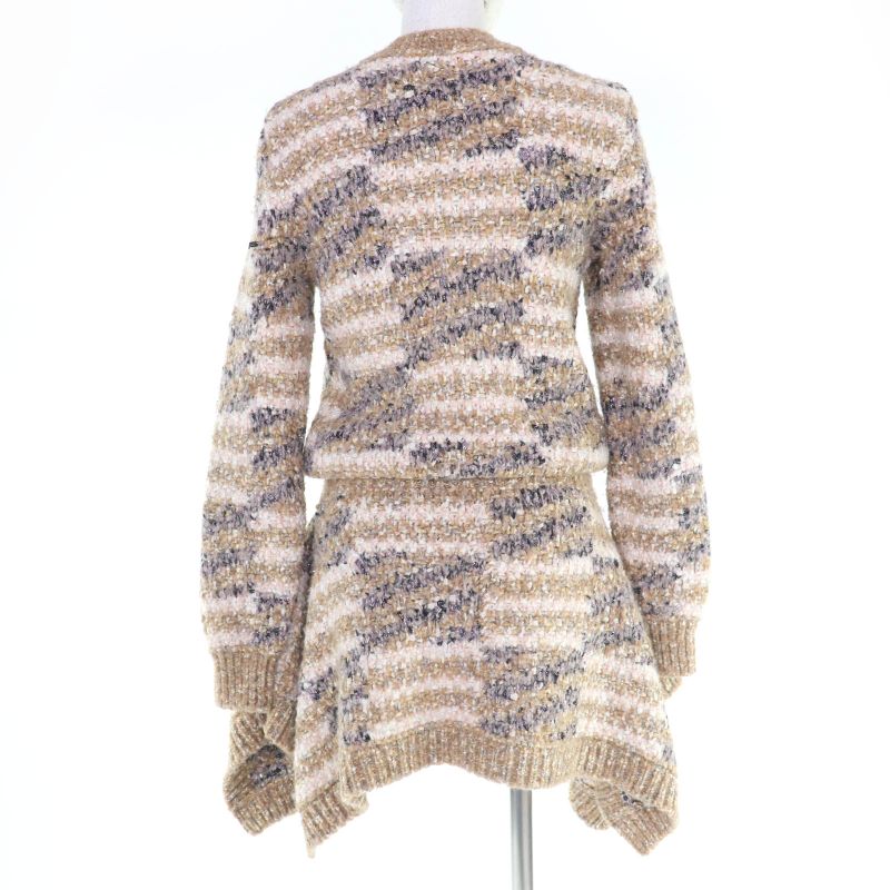 CHANEL P60141k07859 Wool Alpaca Blend Coco Mark Tweed Long Sleeve Knit Dress