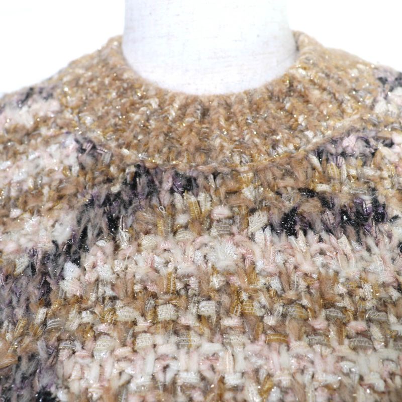 CHANEL P60141k07859 Wool Alpaca Blend Coco Mark Tweed Long Sleeve Knit Dress