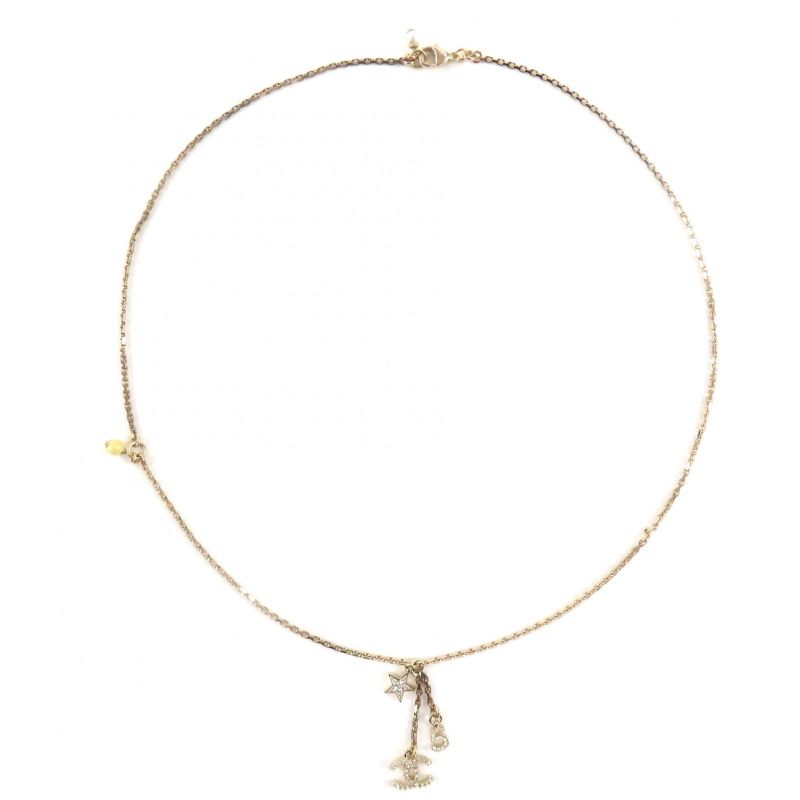 CHANEL 2022 C22S Star Motif Coco Mark Costume Jewelry Necklace Gold France