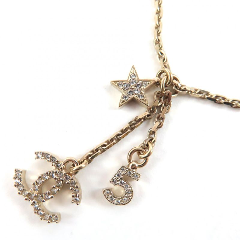 CHANEL 2022 C22S Star Motif Coco Mark Costume Jewelry Necklace Gold France