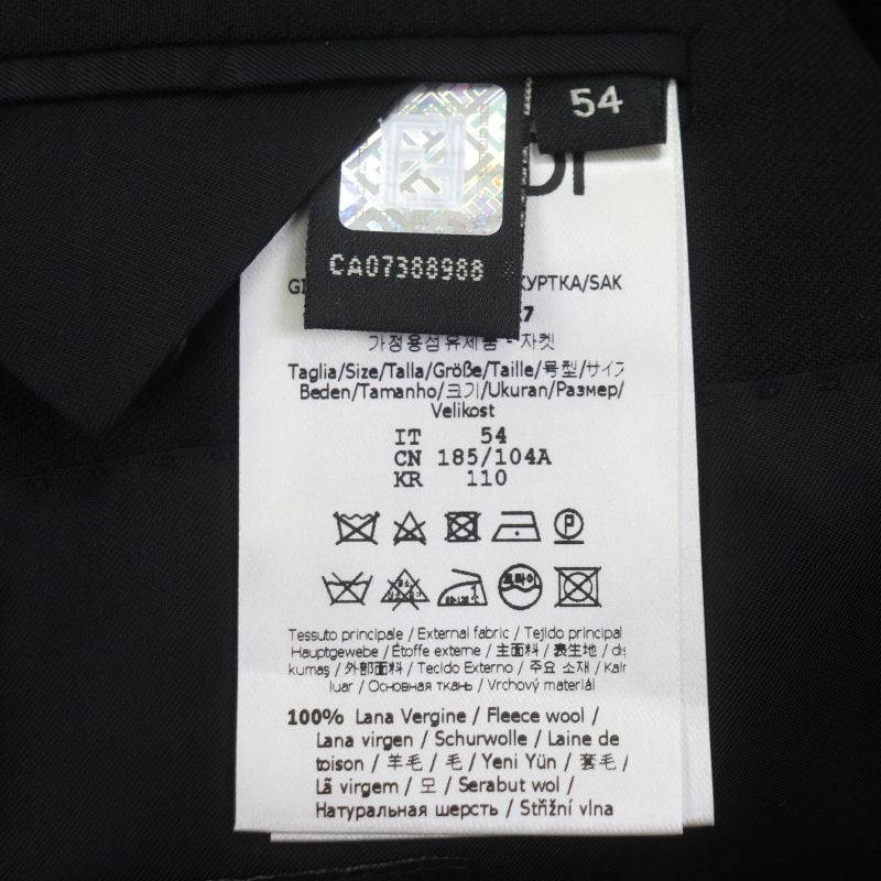 FENDI 2020 Fj0576 100% Wool FF Logo Button Single Jacket Tailored Jacket Black