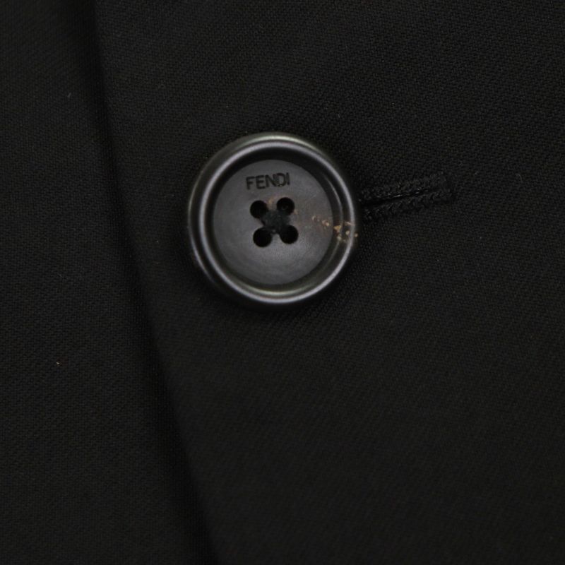 FENDI 2020 Fj0576 100% Wool FF Logo Button Single Jacket Tailored Jacket Black