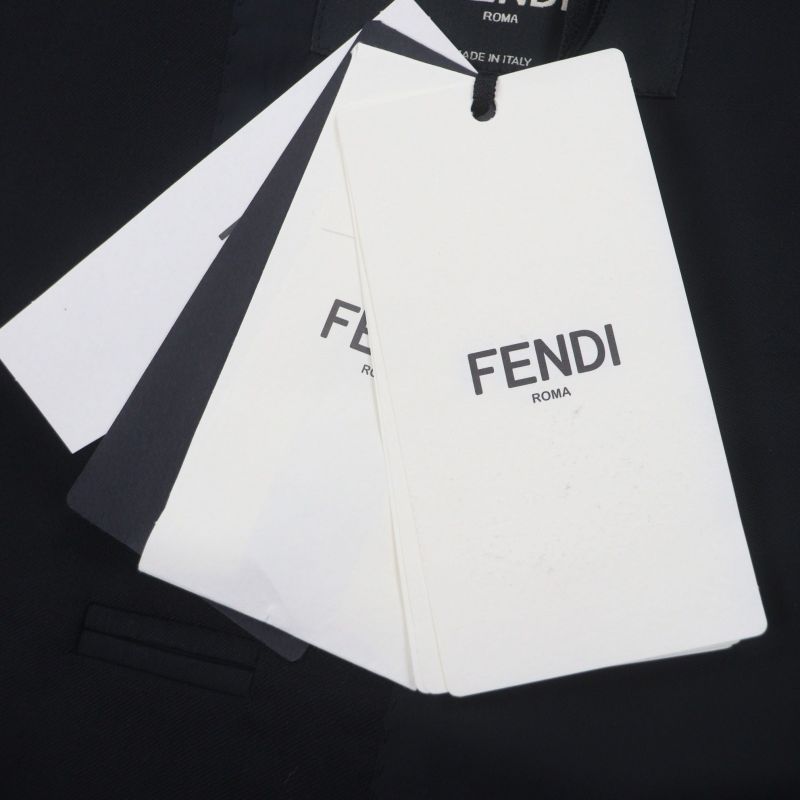 FENDI 2020 Fj0576 100% Wool FF Logo Button Single Jacket Tailored Jacket Black