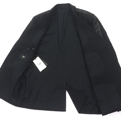 FENDI 2020 Fj0576 100% Wool FF Logo Button Single Jacket Tailored Jacket Black