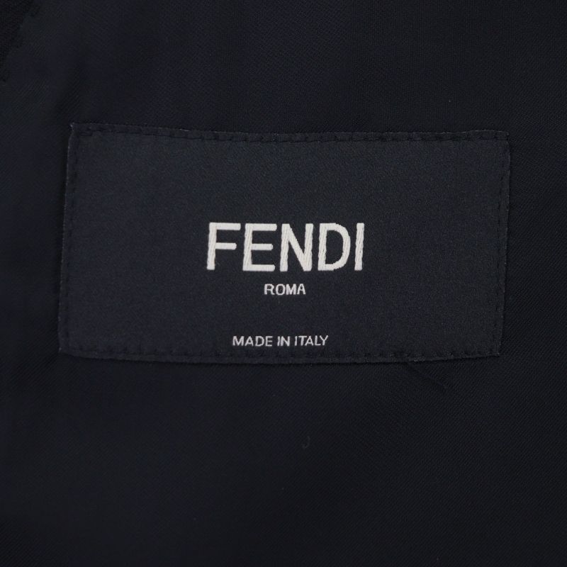 FENDI 2020 Fj0576 100% Wool FF Logo Button Single Jacket Tailored Jacket Black