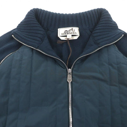 HERMES 100% Wool H Motif Quilted Filled 2WAY Double Zip Up Blouson Jacket