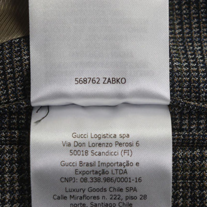 GUCCI 568762 100% Wool Check Pattern Double Breasted Terrace Jacket Brown 48