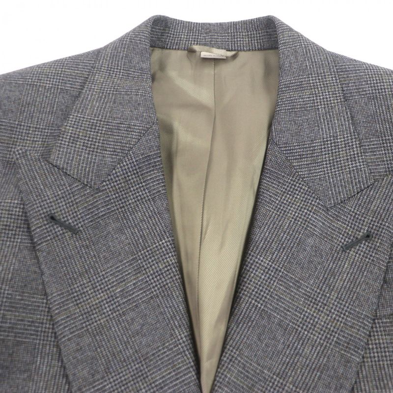 GUCCI 568762 100% Wool Check Pattern Double Breasted Terrace Jacket Brown 48