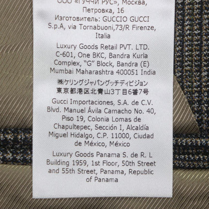 GUCCI 568762 100% Wool Check Pattern Double Breasted Terrace Jacket Brown 48