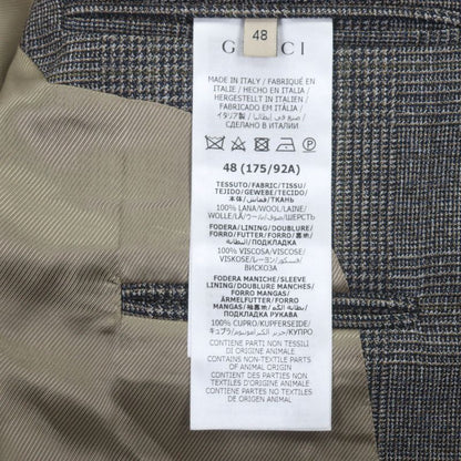 GUCCI 568762 100% Wool Check Pattern Double Breasted Terrace Jacket Brown 48