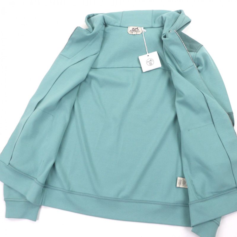 HERMES 22SS Voile H 100% Cotton Switching Design H Logo Zip Up Parka Green M
