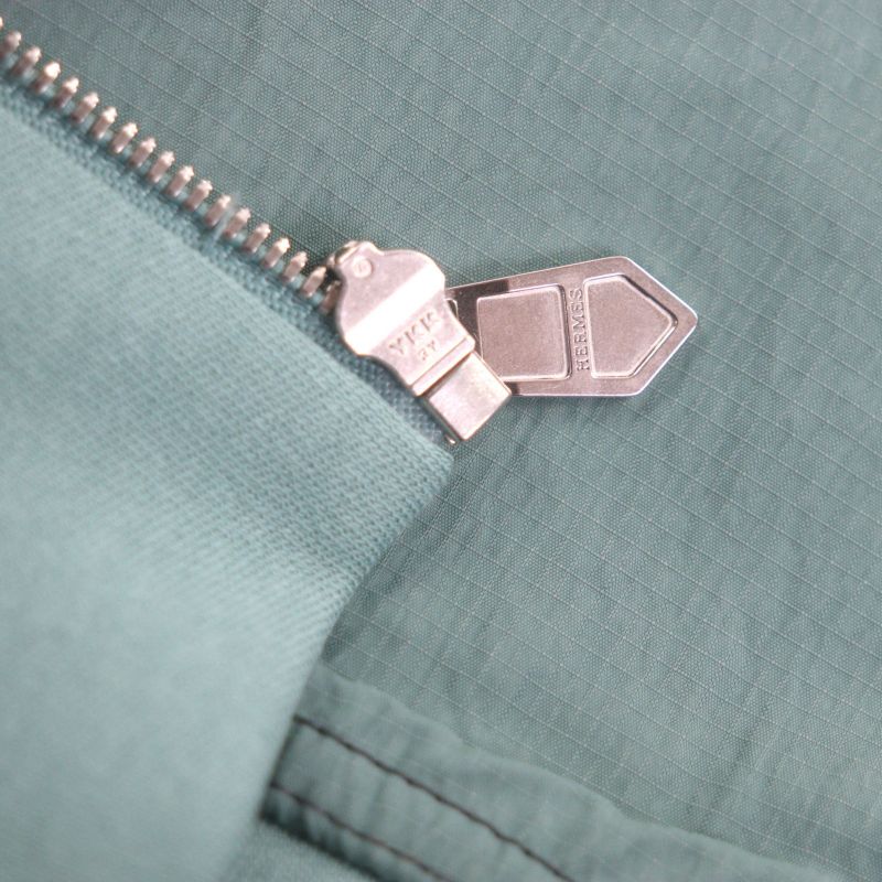 HERMES 22SS Voile H 100% Cotton Switching Design H Logo Zip Up Parka Green M