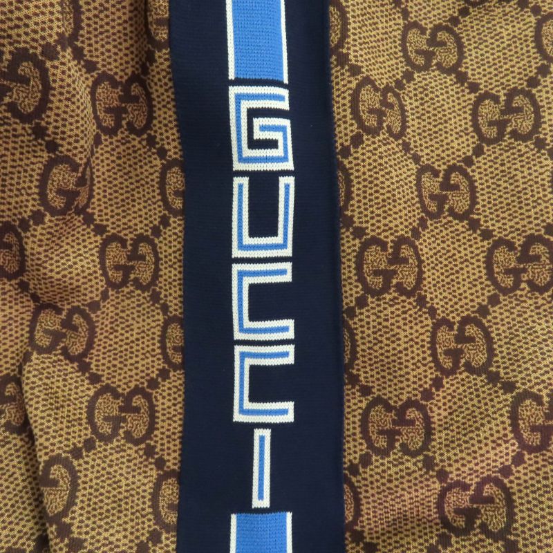 GUCCI 550604 GG Technical Back Pleats Jersey Parka Brown Blue M With Hanger