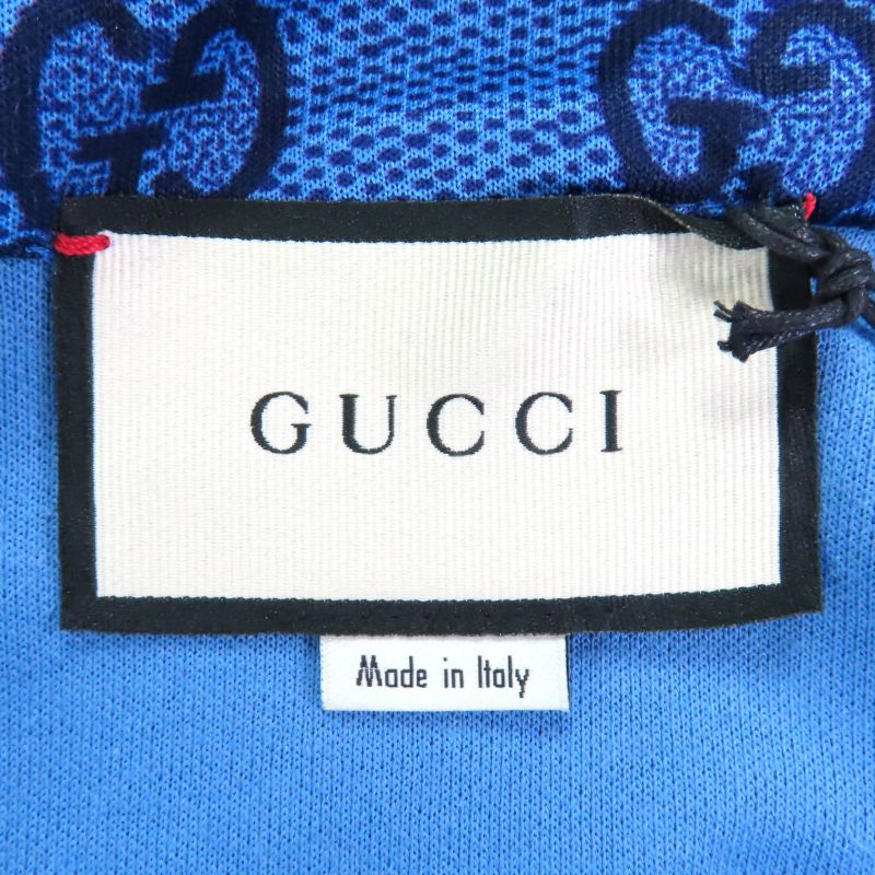 GUCCI 550604 GG Technical Back Pleats Jersey Parka Brown Blue M With Hanger