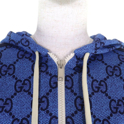 GUCCI 550604 GG Technical Back Pleats Jersey Parka Brown Blue M With Hanger
