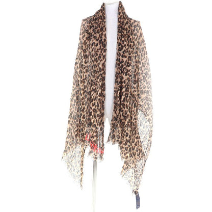 Louis Vuitton 2023 M79566 Cashmere Silk Logo Leopard Pattern Large Shawl Brown