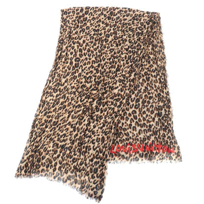 Louis Vuitton 2023 M79566 Cashmere Silk Logo Leopard Pattern Large Shawl Brown