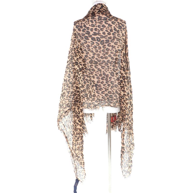 Louis Vuitton 2023 M79566 Cashmere Silk Logo Leopard Pattern Large Shawl Brown