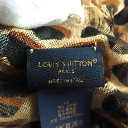 Louis Vuitton 2023 M79566 Cashmere Silk Logo Leopard Pattern Large Shawl Brown