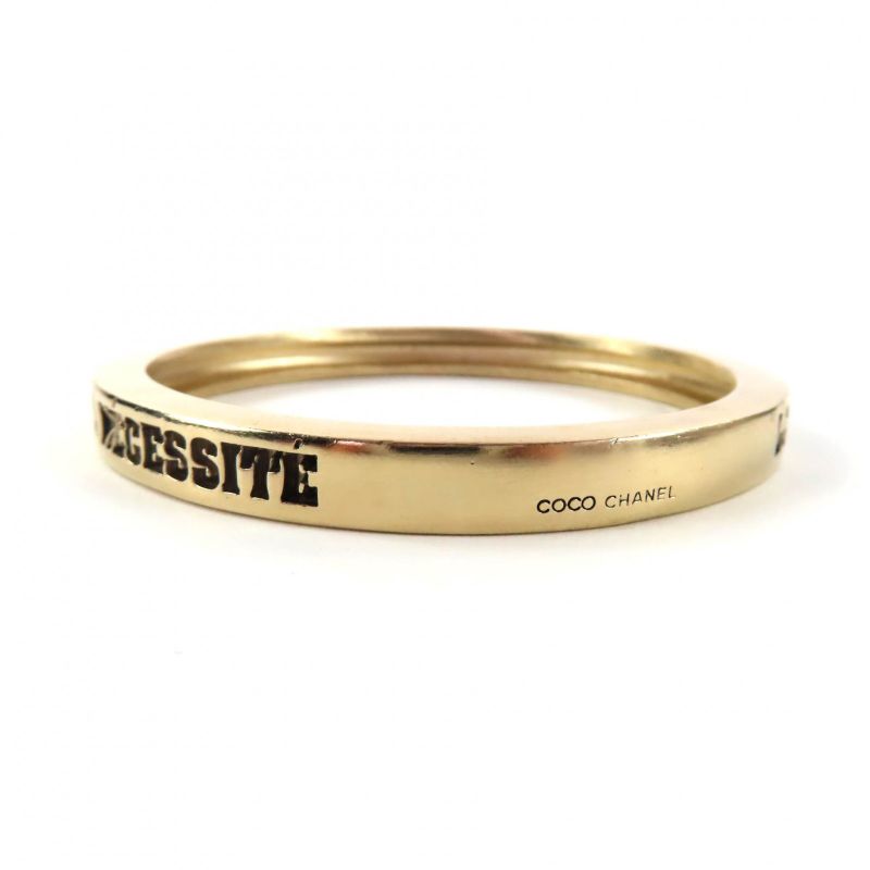 CHANEL 07P English Engraved Bangle Bracelet Accessory - Gold With