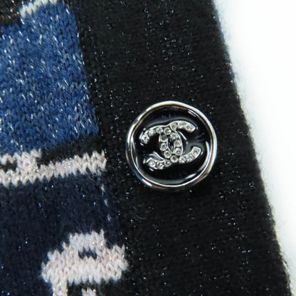 CHANEL 21A P71031k10156 Cashmere Coco Button Jacquard Side ZIP Knit Blue Series