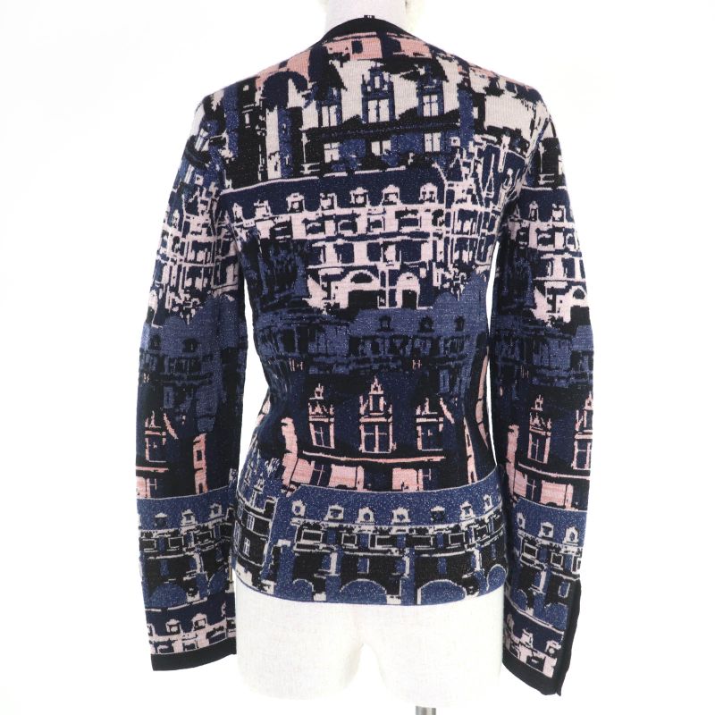CHANEL 21A P71031k10156 Cashmere Coco Button Jacquard Side ZIP Knit Blue Series