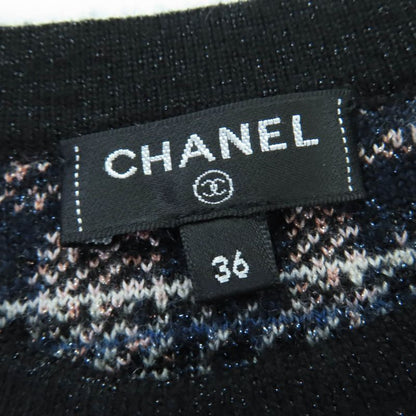 CHANEL 21A P71031k10156 Cashmere Coco Button Jacquard Side ZIP Knit Blue Series