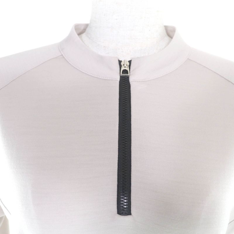 HERMES-fit 100% Wool Gris Carrier With Serie Button Half ZIP Cut And Sew M Made