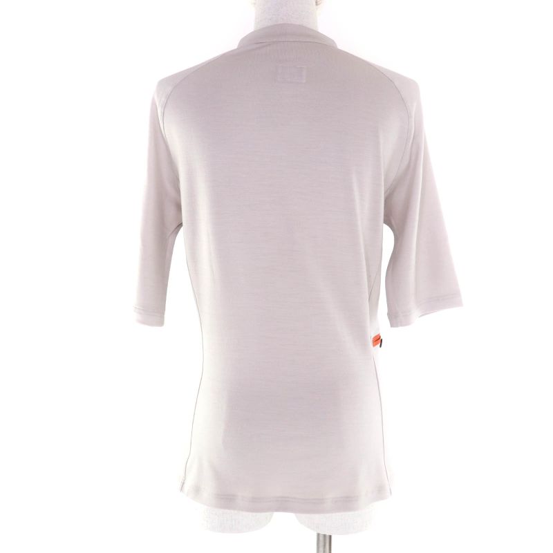 HERMES-fit 100% Wool Gris Carrier With Serie Button Half ZIP Cut And Sew M Made