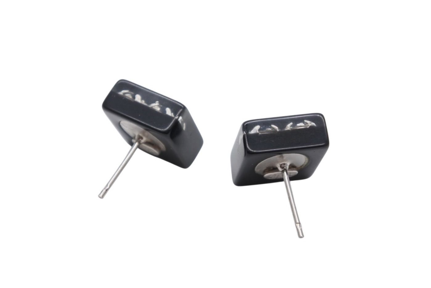 Chanel CC Logo Earrings 05 Acrylic Rhinestone Black — view 4