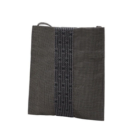 HERMES Her Line Crossbody Shoulder Bag Sacoche Gray Black Canvas Women's HERMES