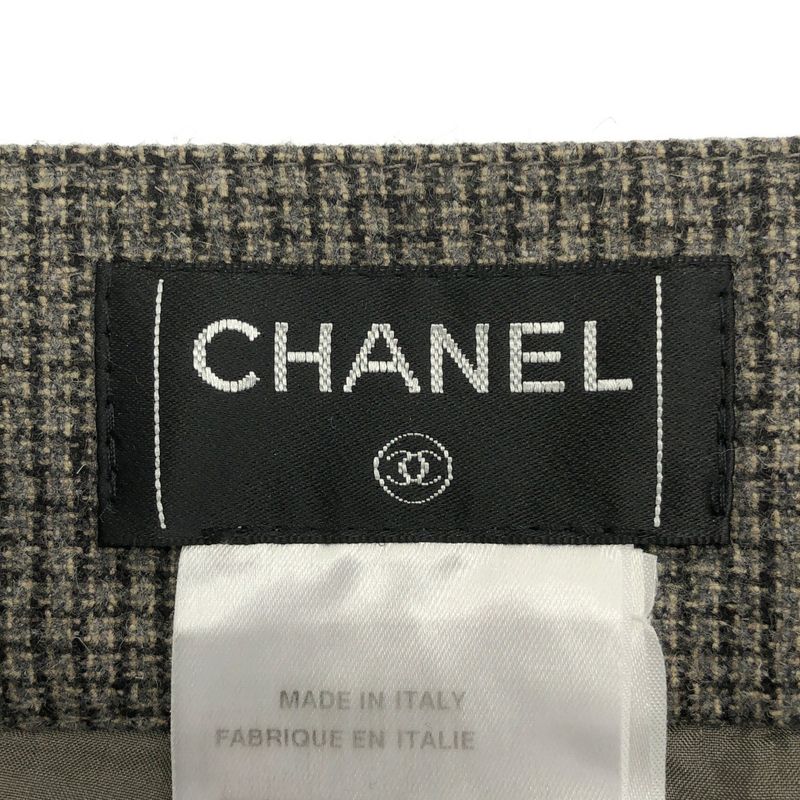 CHANEL 2005aw Coco Mark Button Check Wide Pants P26761v17017 Gray 36